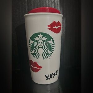 Starbucks 2015 Lips & Kisses XOXO Coffee Travel Mug 355ml 12oz. Valentines Day
